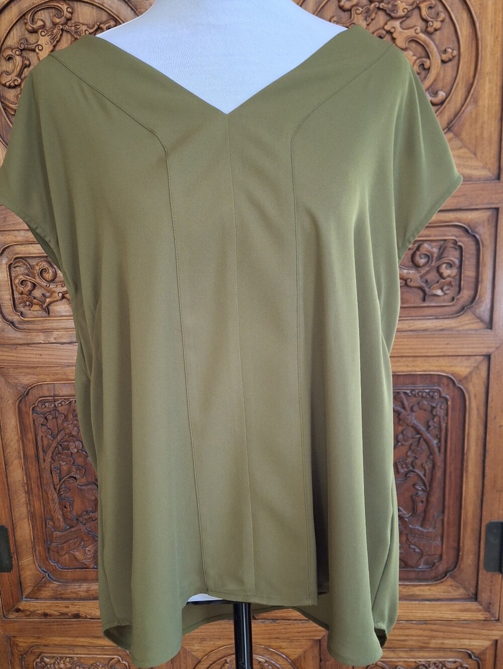 NWT J.Crew Olive Green Sleeveless V-Neck Crepe Blouse - XXL
